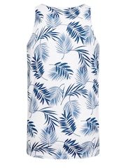 BadRhino Big & Tall White Leaf Print 100% Cotton Vest Top - Image 4 of 4