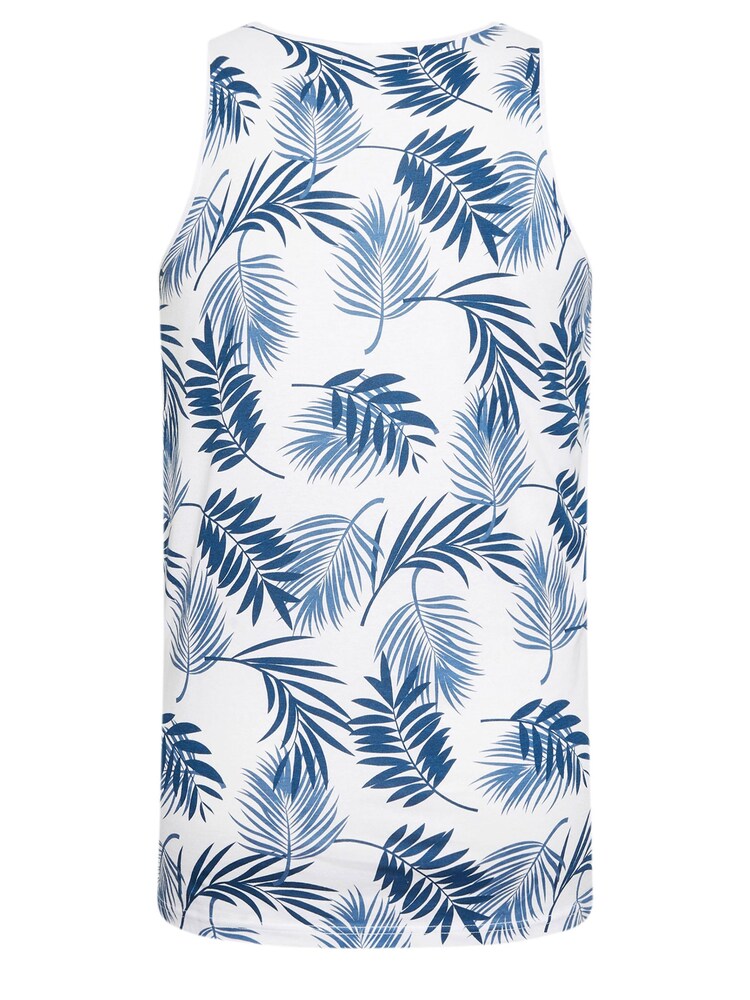 BadRhino Big & Tall White Leaf Print 100% Cotton Vest Top - Image 4 of 4