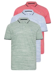BadRhino Big & Tall Blue 3 Pack Injected Slub Polo Shirts - Image 3 of 5