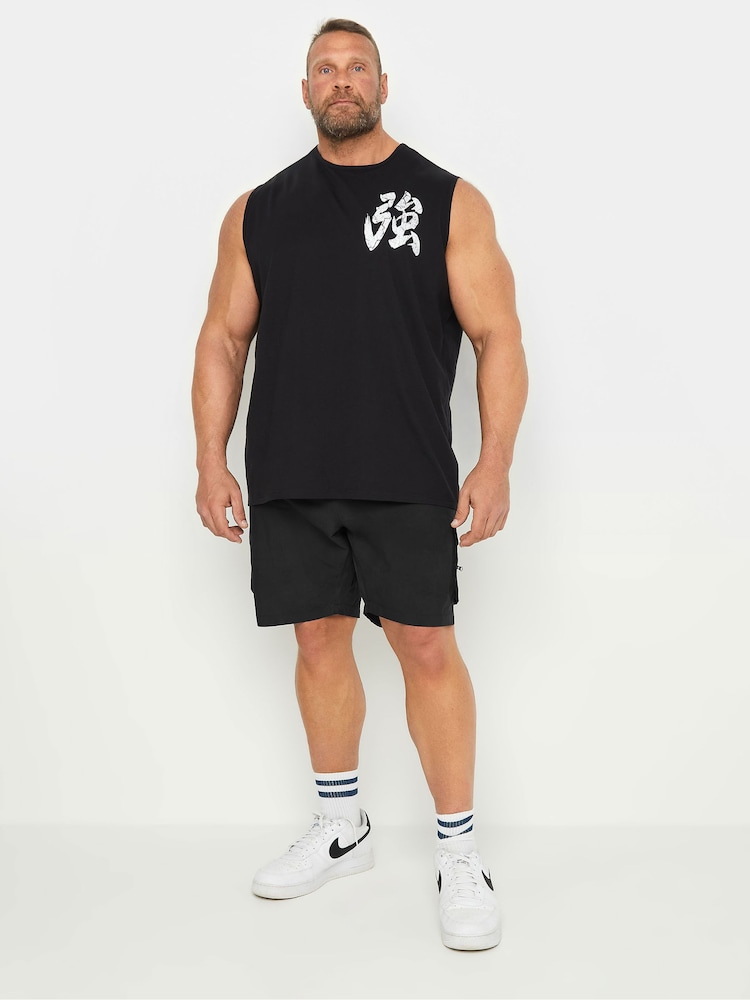BadRhino Big & Tall Black Crinkle Nylon Cargo Shorts - Image 1 of 4