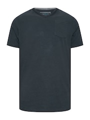 BadRhino Big & Tall Blue Tetxured V-Neck 100% Cotton Pocket T-Shirt - Image 2 of 3