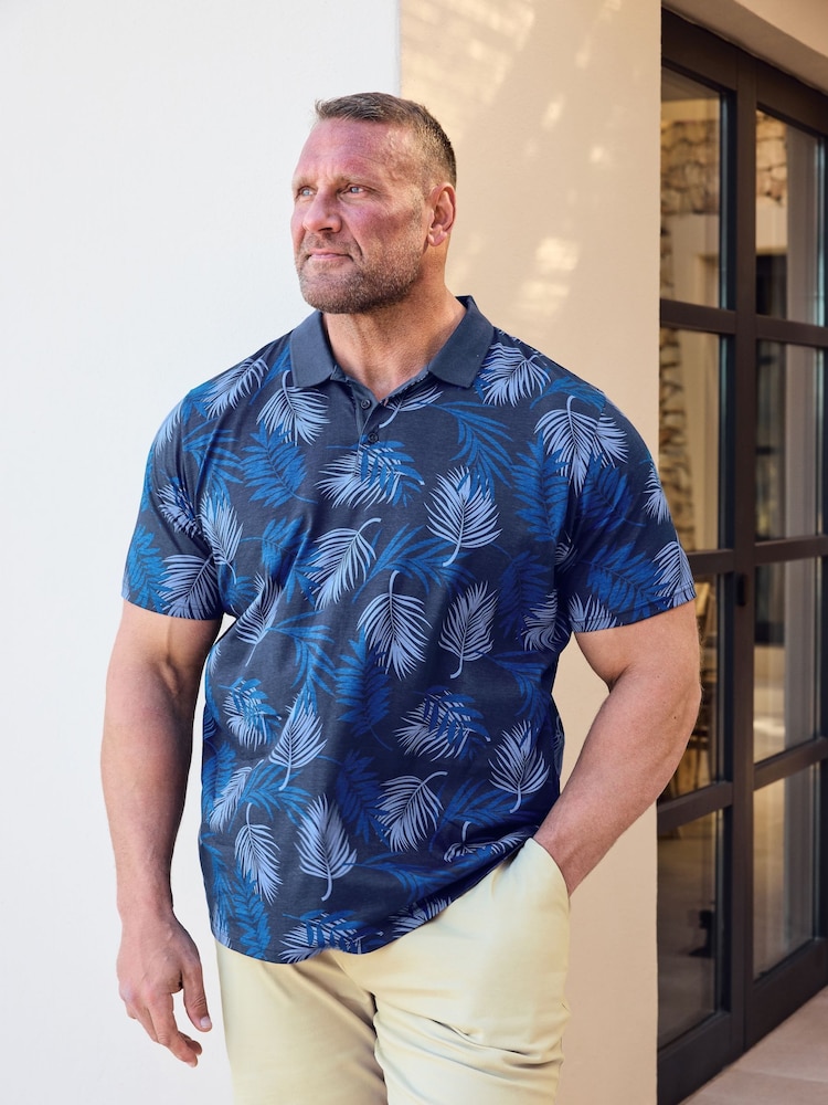 BadRhino Big & Tall Blue Slub Base 100% Cotton Polo Shirt - Image 1 of 4