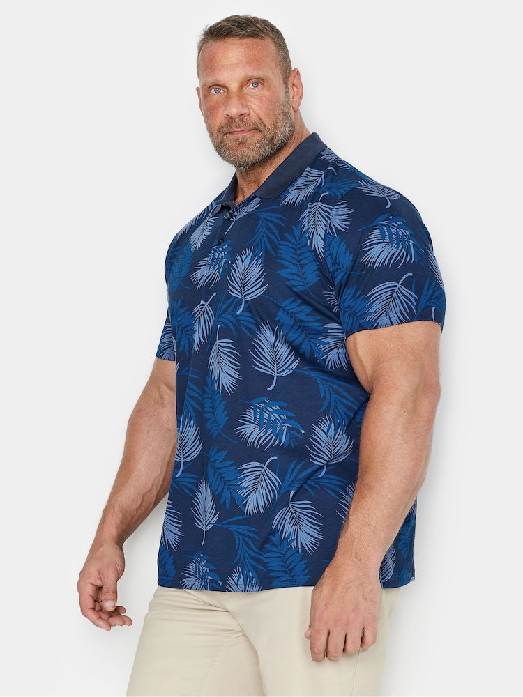 BadRhino Big & Tall Blue Slub Base 100% Cotton Polo Shirt - Image 2 of 4