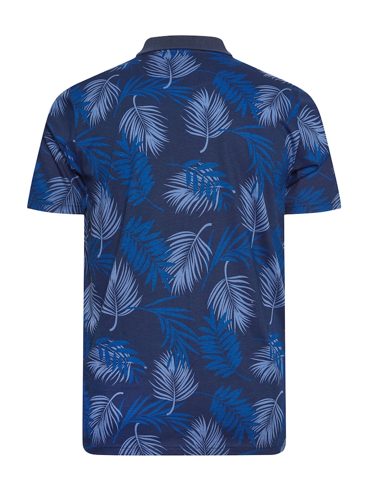 BadRhino Big & Tall Blue Slub Base 100% Cotton Polo Shirt - Image 4 of 4