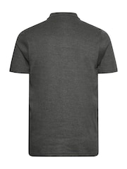 BadRhino Big & Tall Grey Jacquard Quarter Zip Polo Shirt - Image 2 of 3