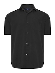 BadRhino Big & Tall Black Seersucker Revere Neck 100% Cotton Shirt - Image 2 of 3