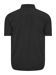 BadRhino Big & Tall Black Seersucker Revere Neck 100% Cotton Shirt - Image 3 of 3