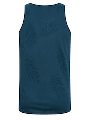 BadRhino Big & Tall Blue Leaf Print 100% Cotton Vest Top - Image 3 of 3