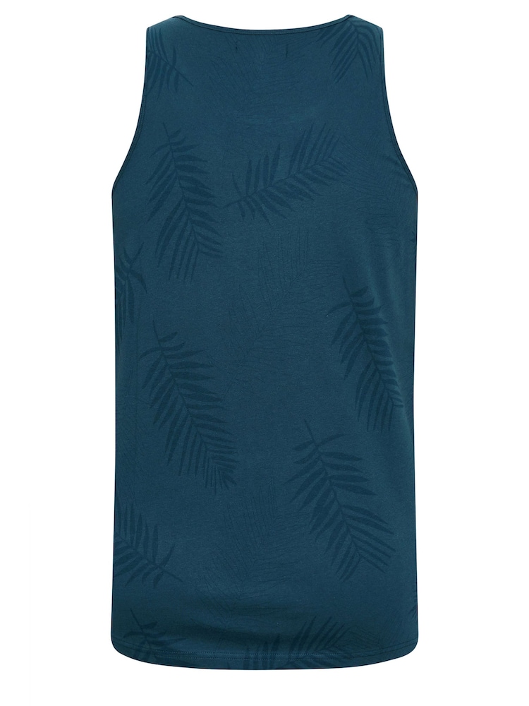 BadRhino Big & Tall Blue Leaf Print 100% Cotton Vest Top - Image 3 of 3