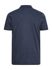 BadRhino Big & Tall Blue Jacquard Quarter Zip Polo Shirt - Image 3 of 3