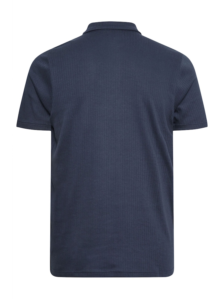 BadRhino Big & Tall Blue Jacquard Quarter Zip Polo Shirt - Image 3 of 3