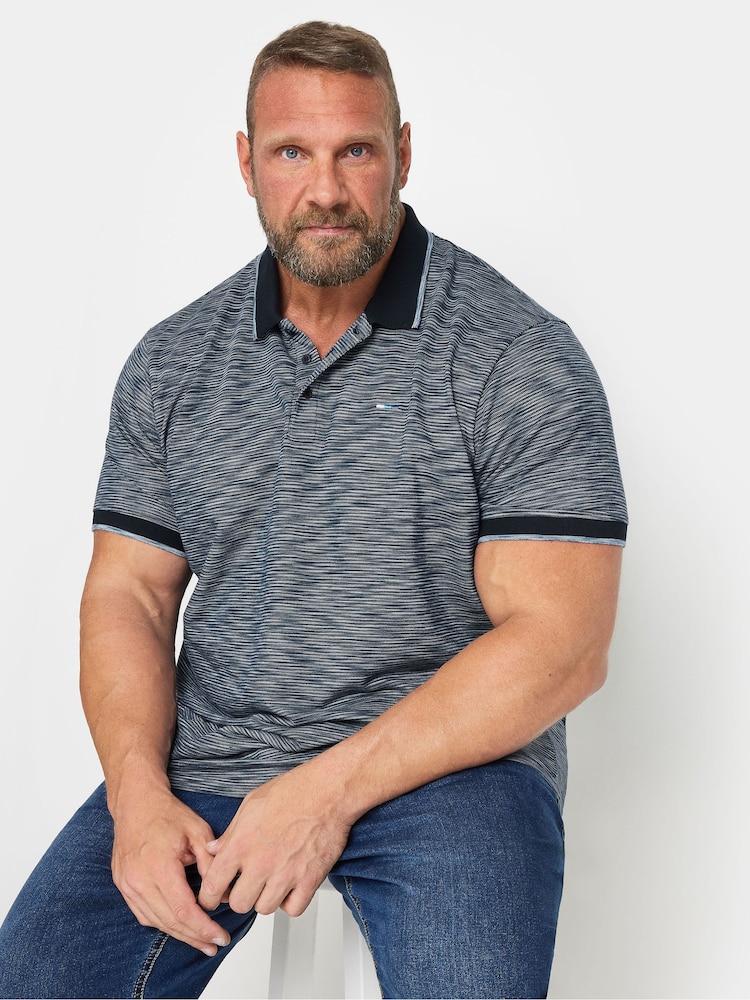 BadRhino Big & Tall Injected Slub Textu Stripe 100% Cotton Polo Shirt - صورة 1 من 3 BadRhino Big & Tall Injected Slub Textu Stripe 100% Cotton Polo Shirt - صورة 1 من 3