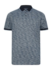 BadRhino Big & Tall Blue Injected Slub Textu Stripe 100% Cotton Polo Shirt - Image 2 of 3
