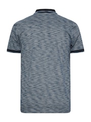 BadRhino Big & Tall Blue Injected Slub Textu Stripe 100% Cotton Polo Shirt - Image 3 of 3