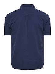 BadRhino Big & Tall Blue Seersucker Revere Neck 100% Cotton Shirt - Image 3 of 3