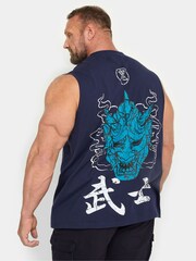 BadRhino Big & Tall Blue 100% Cotton Samarai Muscle Vest - Image 2 of 4
