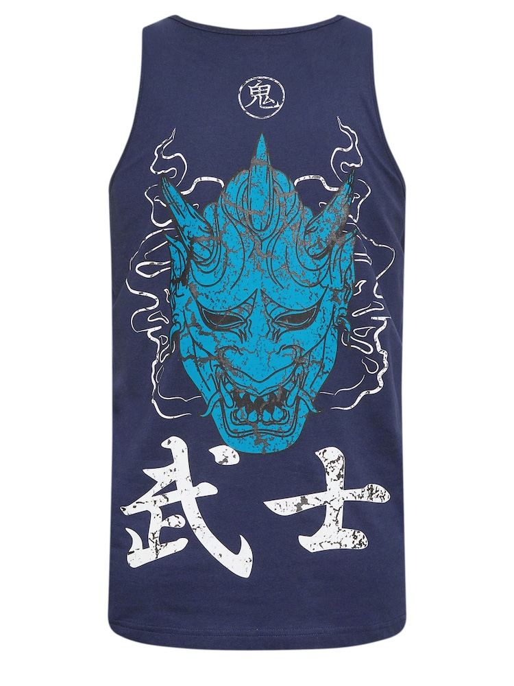 BadRhino Big & Tall Blue 100% Cotton Samarai Muscle Vest - Image 4 of 4