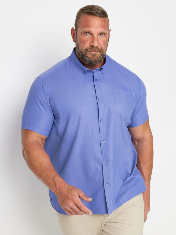 BadRhino Big & Tall Blue Oxford Weave Short Sleeve Shirt - Image 1 of 3