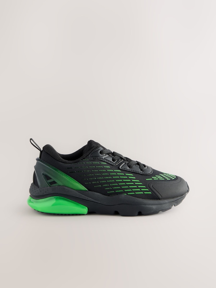 Schwarz & Grün - Elastischer Sportschuh mit Schnürung - Bild 2 von 4 Schwarz & Grün - Elastischer Sportschuh mit Schnürung - Bild 2 von 4