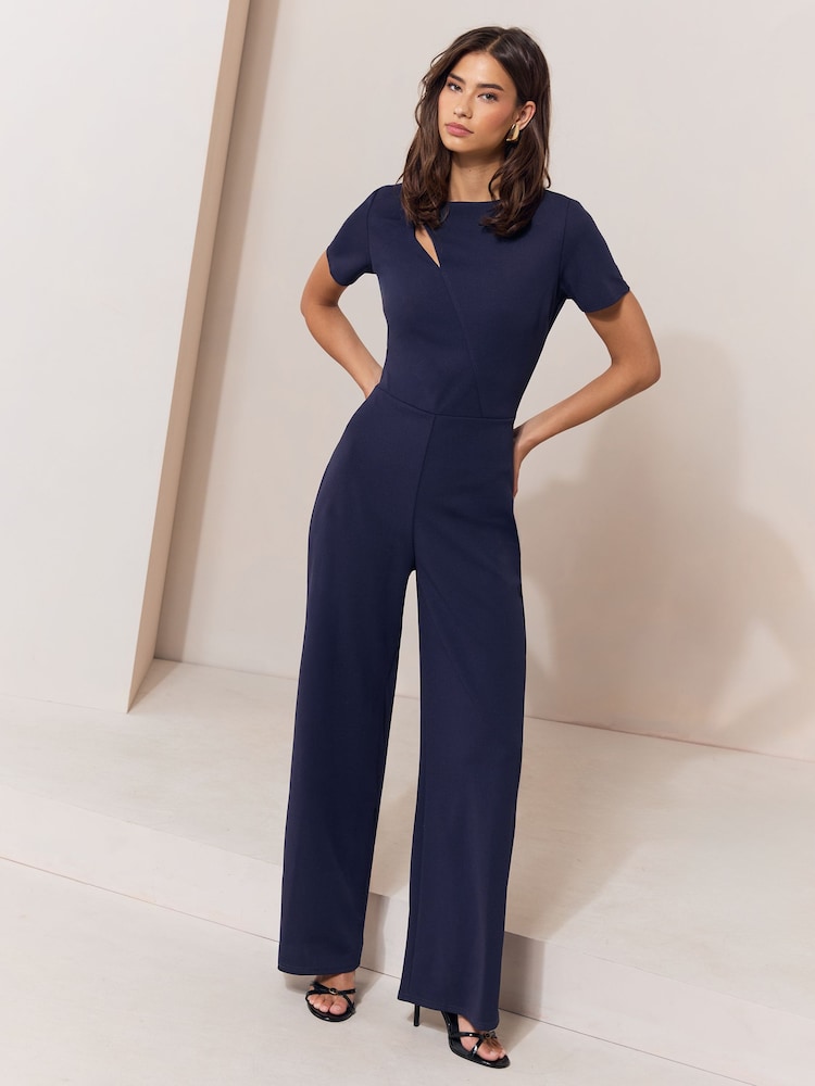 Lipsy Navy Petite Sleeve Splice Jumpsuit - Image 1 of 5 Lipsy Navy Petite Sleeve Splice Jumpsuit - Image 1 of 5