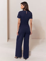 Lipsy Navy Petite Sleeve Splice Jumpsuit - Image 5 of 5