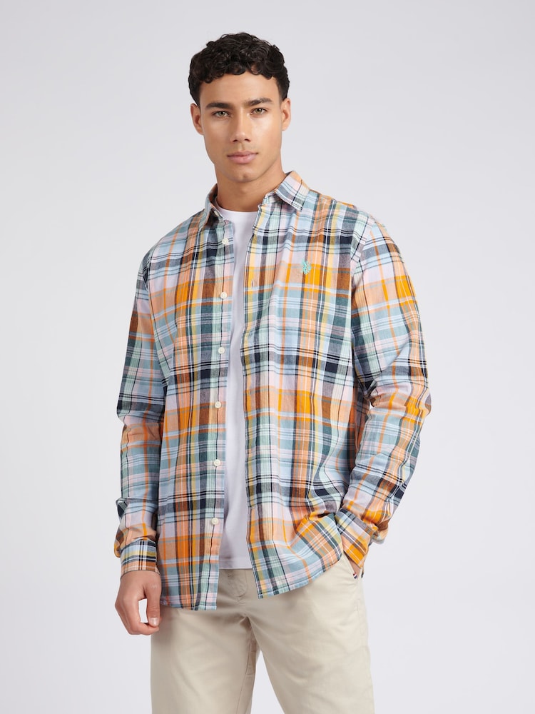 U.S. Polo Assn. Linen Blend Check Camisas masculinas de - Imagem 1 de 7