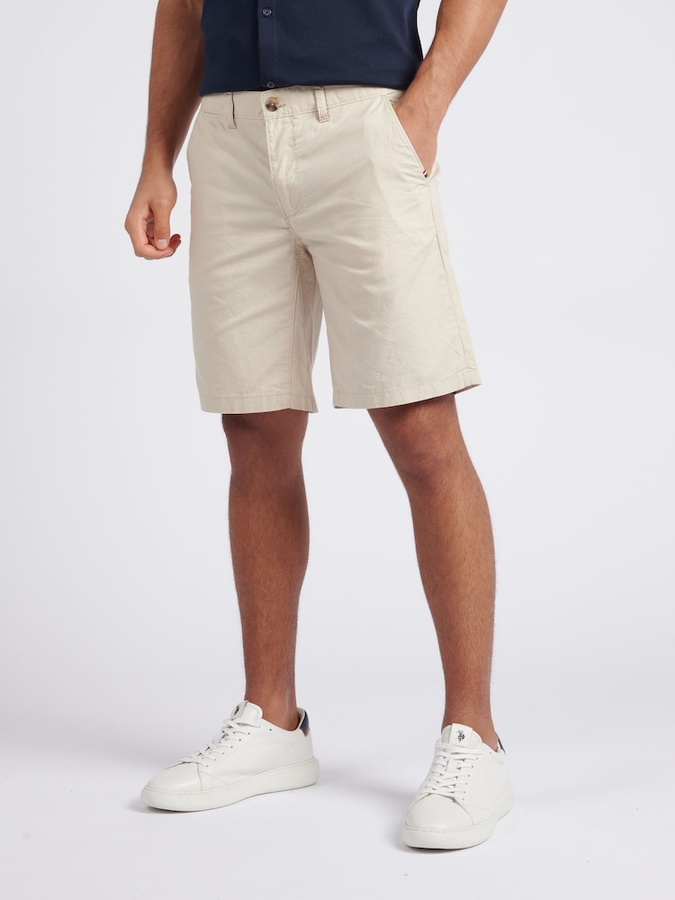 U.S. Polo Assn Brown Mens Linen Blend Chino Shorts - Image 1 of 9