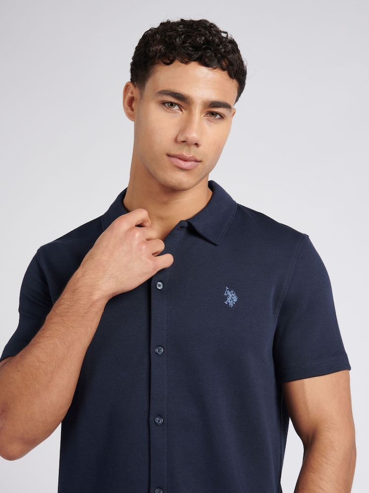 U.S. Polo Assn. Blue Mens Regular Fit Twill Short Sleeve Shirt - Image 2 of 7