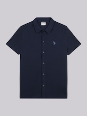 U.S. Polo Assn. Blue Mens Regular Fit Twill Short Sleeve Shirt - Image 5 of 7
