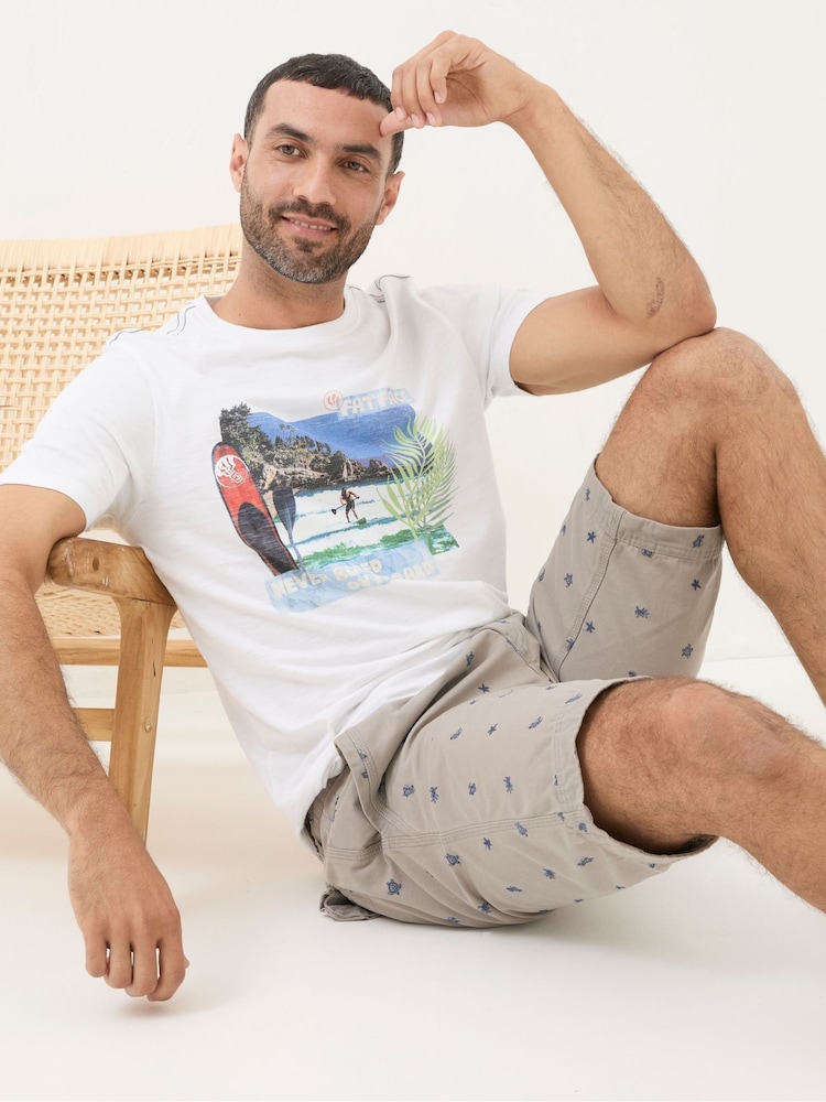 FatFace Cove Grey Turtle Flat Front Shorts - Image 1 of 5