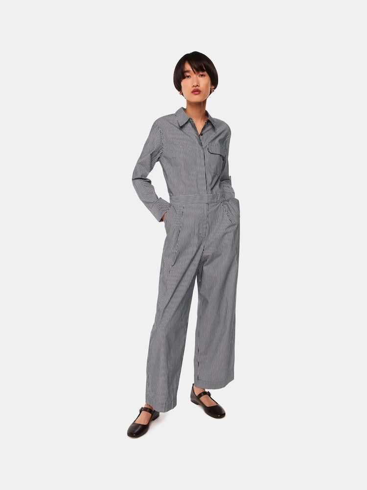 Whistles Julia Stripe Black Boilersuit - Image 1 of 5