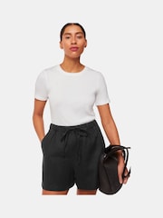 Whistles Black Petite 100% Cotton Elasticated Shorts - Image 1 of 5