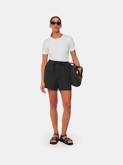 Whistles Black Petite 100% Cotton Elasticated Shorts - Image 3 of 5