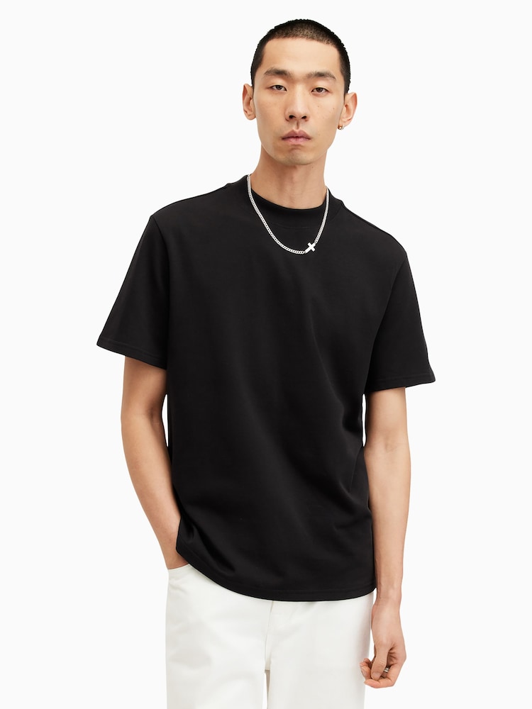Черный - Футболка с вырезом под горло и короткими рукавами Allsaints Nero - Изображение 1 из 6