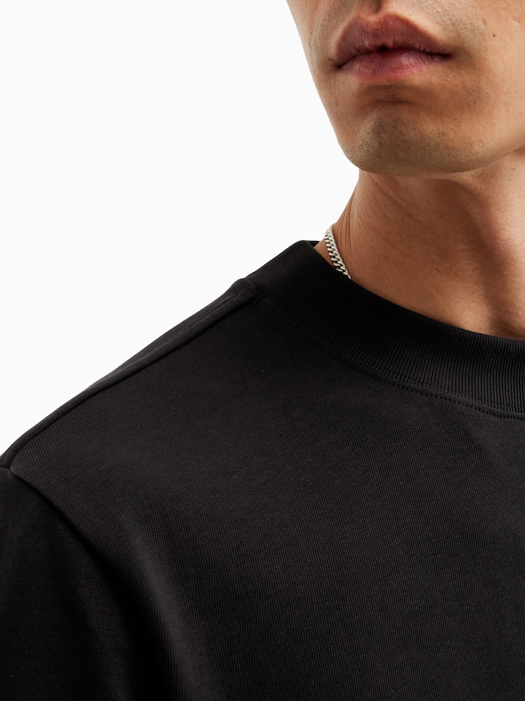 AllSaints Black Nero Short Sleeve Crew T-Shirt - Image 2 of 6 AllSaints Black Nero Short Sleeve Crew T-Shirt - Image 2 of 6
