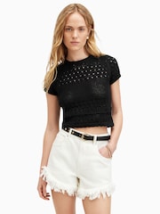 AllSaints Black Lock Slub Jumper - Image 1 of 6