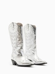 AllSaints Silver Dolly Boots - Image 5 of 8