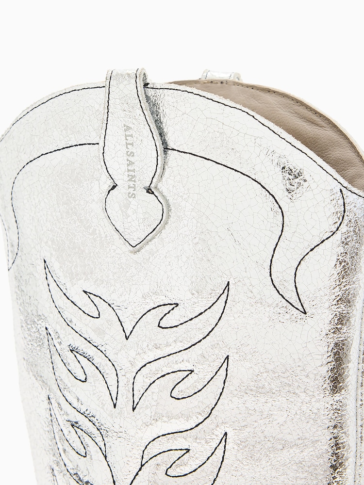 AllSaints Silver Dolly Boots - Image 8 of 8
