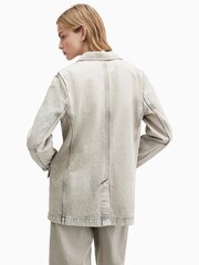 AllSaints Grey Ever Denim Blazer - Image 6 of 7
