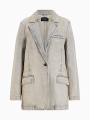 AllSaints Grey Ever Denim Blazer - Image 7 of 7
