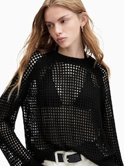 AllSaints Black Paloma Crew Neck Jumpers - Image 2 of 7