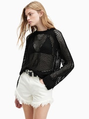 AllSaints Black Paloma Crew Neck Jumpers - Image 4 of 7