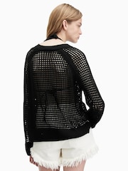AllSaints Black Paloma Crew Neck Jumpers - Image 5 of 7