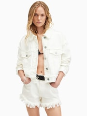 AllSaints White Fray Claude Jacket - Image 2 of 8