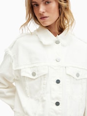 AllSaints White Fray Claude Jacket - Image 3 of 8