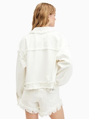 AllSaints White Fray Claude Jacket - Image 7 of 8
