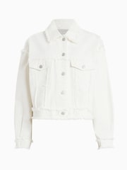 AllSaints White Fray Claude Jacket - Image 8 of 8
