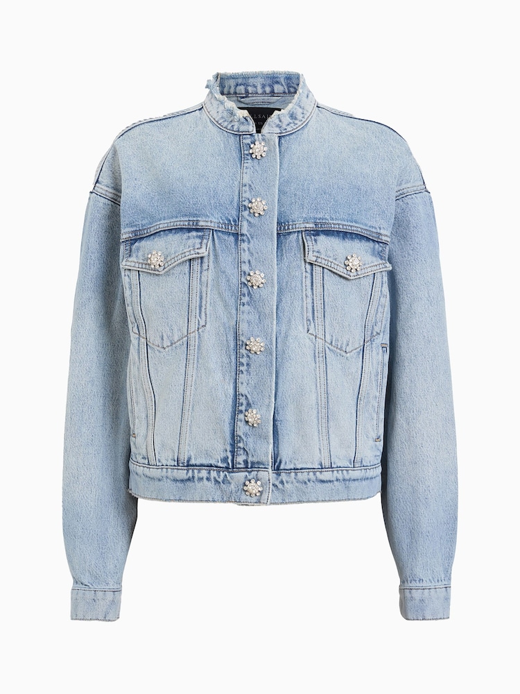 AllSaints Blue Bella Diamond Jacket - Image 10 of 10