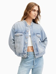 AllSaints Blue Bella Diamond Jacket - Image 4 of 10