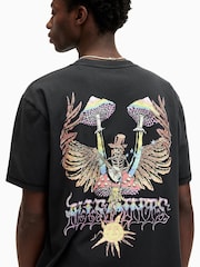 AllSaints Black Strummer Shortsleeve Crew T-Shirt - Image 2 of 7